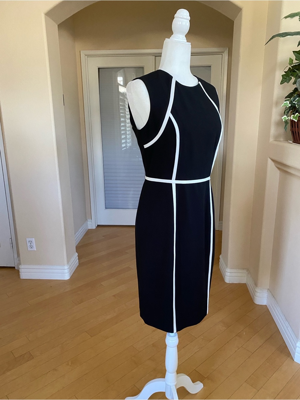 Calvin Klein Black Dress with White Piping